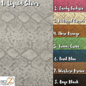 Tropic Sopythana Python Snake Vinyl Fabric - 9 COLORS - By The Yard DIY Upholstery Accessories Shoes