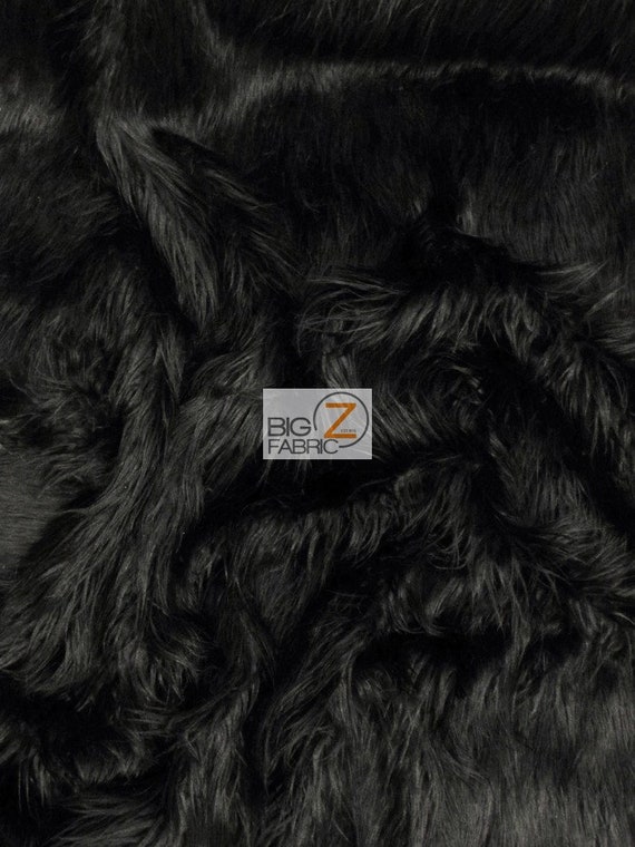 Solid Mongolian Faux Fur Fabric BLACK Sold by the Yard 64 Width