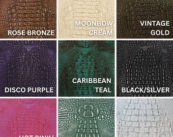 Metallic Caiman Gator Vinyl - Upholstery Faux Leather Vinyl Fabric by the Yard