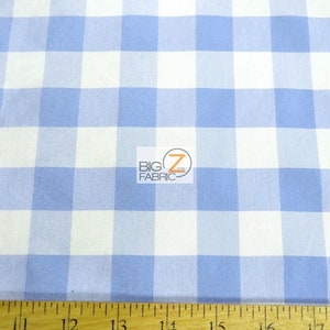 Checkered Gingham Poly Cotton Fabric - BLUE - 57"/59" Width Sold By The Yard