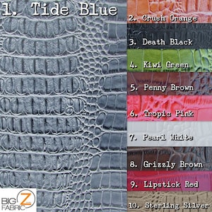 Big Nile Crocodile Faux Fake Leather Vinyl Fabric - 13 COLORS - By Yard Embossed Upholstery Synthetic Grain