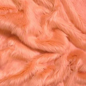 Solid Shaggy Faux Fur Fabric - PAPAYA - Sold By The Yard 62&quot; Width Coats Costumes Scarfs Rugs Props Long Pile