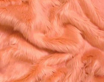 Solid Shaggy Faux Fur Fabric - PAPAYA - Sold By The Yard 62" Width Coats Costumes Scarfs Rugs Props Long Pile
