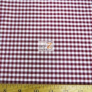 Mini tissu à carreaux Gingham Poly Cotton - BOURGOGNE - 58 « / 59 » Largeur par verge Décor Carrés Couette Vêtements Nappes Pique-