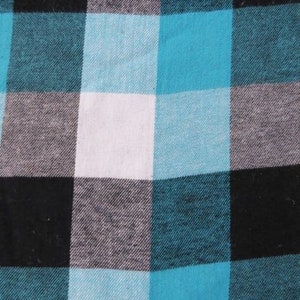 Tartan Plaid Uniform Apparel Flannel Fabric - Multi Turquoise/Black - 60&quot; Wide By The Yard Pajamas Shirts Clothing #39