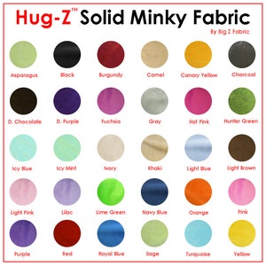 Minky Solid Baby Soft Fabric - 48 COLORS -   58"/60" Width Sold By The Yard Chenille Blankets Clothing Costumes Ultra Soft Smooth Cuddle