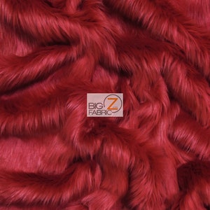 Solid Shaggy Faux Fur Fabric - SCARLET RED - Sold By The Yard 60" Width Coats Costumes Scarfs Rugs Props Long Pile