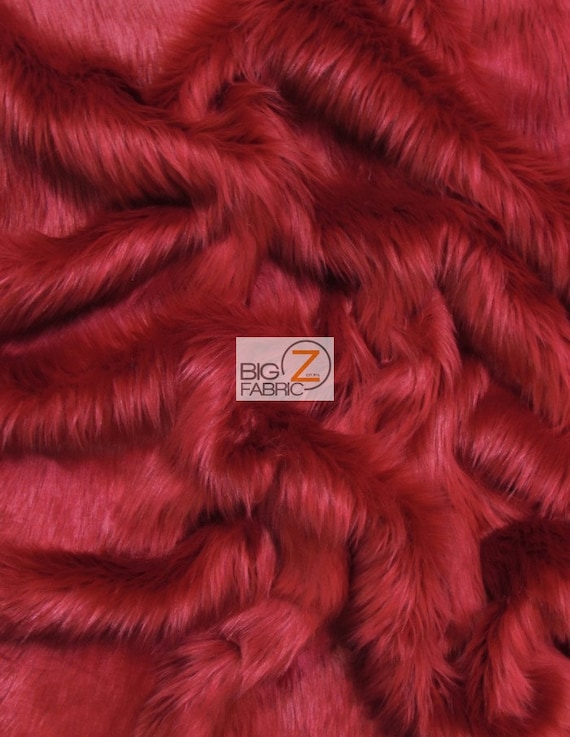 Solid Shaggy Faux Fur Fabric SCARLET RED Sold by the Yard 60 Width