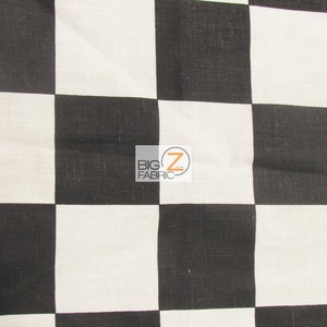 Poly Cotton Printed Fabric Square Checkered - GIANT BLACK/WHITE - 58&quot;/59&quot; Width Sold By The Yard Tablecloth Decor Runner