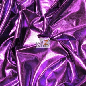 Metallic Foil Spandex Fabric - PURPLE - Sold By The Yard 2 Way Stretch Shiny DIY Apparel Accessories Lining