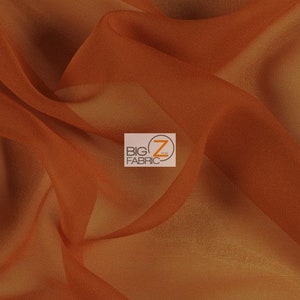 Solid Hi-Multi Chiffon Dress Fabric - RUST - 58&quot; Width Sold By The Yard Overlays, Wedding Decor, Bridal Lining