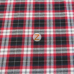 Tartán Plaid Uniforme Ropa Tela Franela - NEGRO / ROJO / BLANCO - 60 &quot;Corte ancho a medida Camisas de pijama Ropa 21