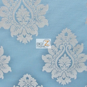 Damask Polyester Tablecloth Cover Decoration Fabric - TURQUOISE - Sold By The Yard 58&quot; Width Sofa Curtains