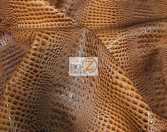 DuroLast™ Florida Gator 3D Embossed Vinyl Fabric - GINGERBREAD - By Yard Crocodile 2 Tone Faux Leather Upholstery Accessories