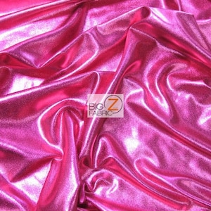 Metallic Foil Spandex Fabric - FUCHSIA - Sold By The Yard 2 Way Stretch Shiny DIY Apparel Accessories Lining