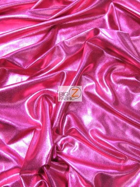 Metallic Foil Spandex Fabric - FUCHSIA - Sold By The Yard 2 Way Stretch Shiny DIY Apparel Accessories Lining