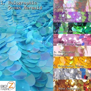Lure™ Big Dot Sequin Hologram Mesh Fabric - 12 COLORS - Sold By The Yard DIY Photography Backdrop Shiny Holographic Mermaid Dress