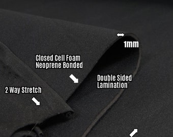 BIGZFABRIC® Neopren Bonded Sponge Wodoodporna tkanina na pianki - CZARNY 1 mm - 58"/60" szerokości na stopę Koozies Heat Insulator Pianka o zamkniętych komórkach
