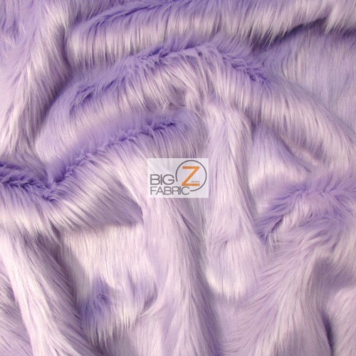 Cotton Candy Design Shaggy Faux Fun Fur- 2 Tone Super Soft Fur. Sold By Yard Lilac/Off White