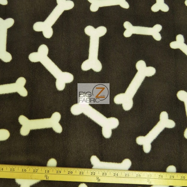 Dog Bone Treats Fleece Printed Fabric - By The Yard Warm Puppy Blanket Clothing Decor Animal