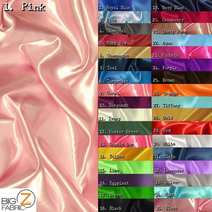 Solid Shiny Bridal Satin Fabric 35 Colors by the Yard Etsy