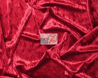 Tejido de traje de terciopelo elástico triturado - ROJO - 54"/55" Ancho vendido cortado a medida