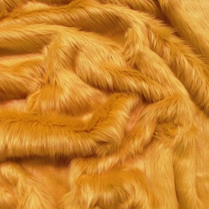 Solid Shaggy Faux Fur Fabric - GOLD - Sold By The Yard 60&quot; Width Coats Costumes Scarfs Rugs Props Long Pile