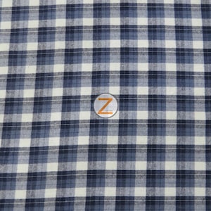 Tartan Plaid Uniforme Apparel Flannel Fabric - BLUE/WHITE - corte a medida Camisas de pijama Ropa 12