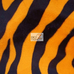 Zebra Print Velboa Faux Fur - Orange/Black Big Stripe - 58"/60" Width Sold By The Yard