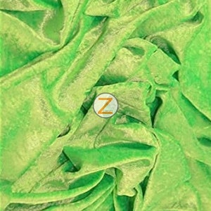 Crushed Stretch Velvet Costume Fabric - LIME GREEN - 54&quot;/55&quot; Width Sold By The Yard DIY Apparel Accessories Fashion