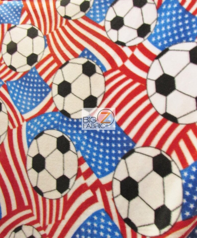 American Soccer Flags By David Textiles Fleece Printed Fabric - By The Yard  (12) Baby Blanket Warm Licensed