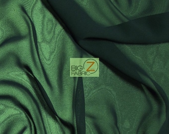 Solid Hi-Multi Chiffon Dress Fabric - HUNTER GREEN - 58" Width Sold By The Yard Overlays, Wedding Decor, Bridal Lining