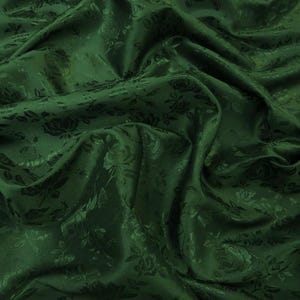 Floral Rose Jacquard Satin Fabric - HUNTER GREEN - 60&quot; Width Sold By The Yard