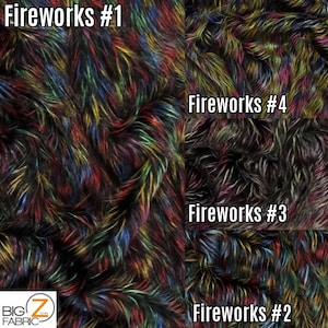 Fireworks Shaggy Faux Fur Long Pile Fabric - 4 COLORS - By The Half/Full Yards DIY Costume Clothing Accessories Scarf Coats Rugs