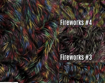 Fireworks Shaggy Faux Fur Long Pile Fabric - 4 COLORS - By The Half/Full Yards DIY Costume Clothing Accessories Scarf Coats Rugs
