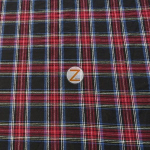 Tartan Plaid Uniform Apparel Flannel Fabric - BLACK/RED - By The Yard Pajamas Shirts Clothing 3