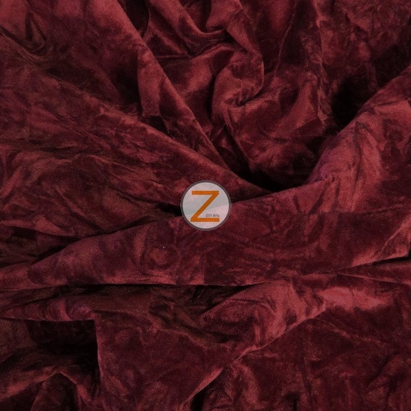 Crush Flocking Upholstery Velour Velvet Fabric - BURGUNDY - By The Yard Drapery Couches Suits Party Decor Antique Coverings Curtains