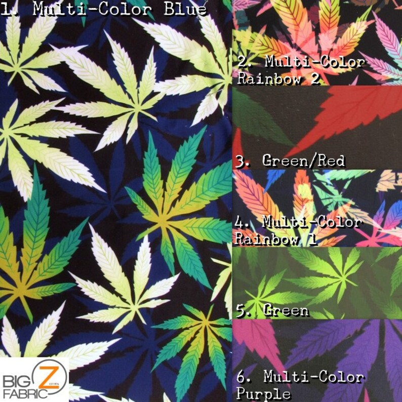 Tela Spandex de Cannabis Marihuana - 6 COLORES - Se vende cortada a medida Leggings elásticos Disfraces Aeróbicos Iridiscentes imagen 2