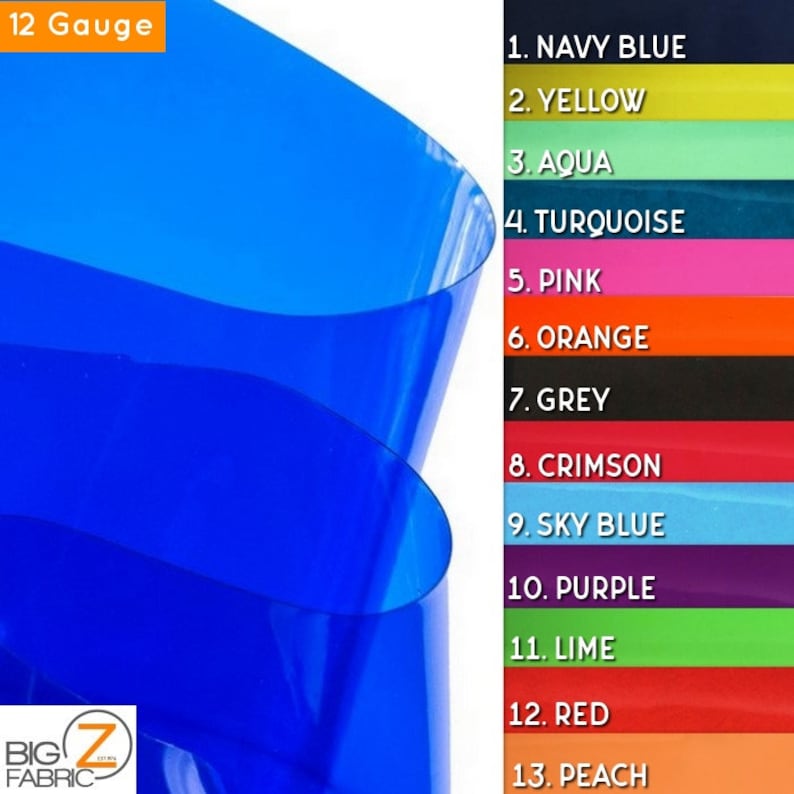 Puede incluir: Muestras de tela en varios colores: azul marino, amarillo, turquesa, rosa, naranja, gris, carmes&iacute;, azul cielo, morado, lima, rojo y melocot&oacute;n. El texto "12 Gauge" es visible.