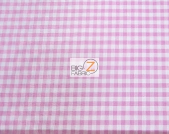 Mini Checkered Gingham Poly Cotton Fabric - PINK - 58"/59" Width By The Yard Decor Squares Quilt Clothing Tablecloths Picnics