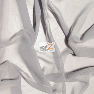 Solid Hi-Multi Chiffon Dress Fabric - SILVER - 58&quot; Width Sold By The Yard