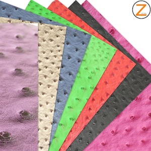 Classic Ostrich Upholstery Vinyl Fabric - 20 COLORS - Sold By The Yard Faux Leather DIY Upholstery Accessories Projects Embossed 2 Tone