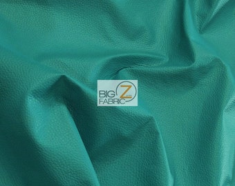 May include: Teal textured faux leather fabric. The fabric has a slightly pebbled surface and is soft to the touch.