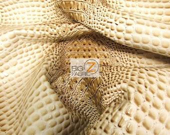 DuroLast™ Florida Gator 3D Embossed Vinyl Fabric - WESTERN CREAM (New Lot) - By Yard Crocodile 2 Tone Faux Leather Upholstery Accessories