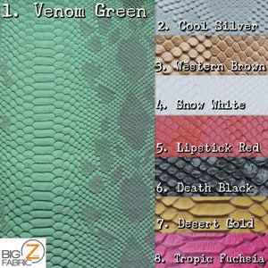 Tissu vinyle cuir peau de serpent embossé Sopythana Viper - 11 couleurs - Accessoires vendus par mètre de 52 po. de largeur