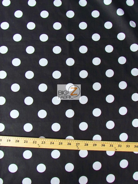 GIANT POLKA DOT POLY COTTON PRINT FABRIC P253 58"/59" White/Black 2" Dots GIANT POLKA DOT POLY COTTON PRINT FABRIC P253 58"/59" White/Black 2" Dots