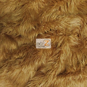 Solid Mongolian Faux Fur Fabric - CARAMEL - Sold By The Yard 64&quot; Width Costumes Accessories Clothing Blankets Fashion Rugs