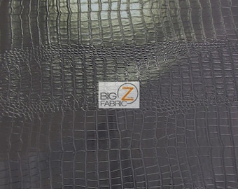 Big Nile Crocodile Faux Faux Cuir Vinyle Tissu - DEATH BLACK - par cour Embossed Sellerie Synthétique Grain
