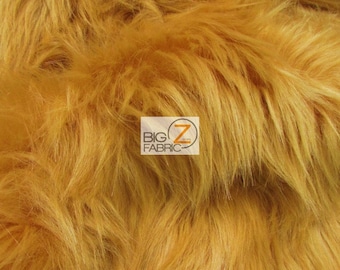 Solid Shaggy Faux Fur Fabric - GOLD - Sold By The Yard 60" Width Coats Costumes Scarfs Rugs Props Long Pile