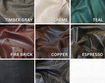 Distressed Velvet Flocking Vinyl - Upholstery Grade Fabric by the Yard - Faux Leather - 8 colors